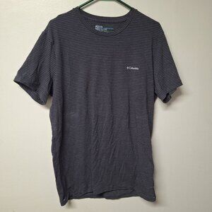 Columbia Tee Shirt Striped Mens Large Blue Basic Short Sleeve